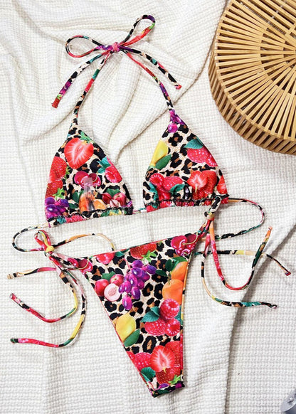 TropiMix – Vibrant Fruit Print Triangle Bikini Set