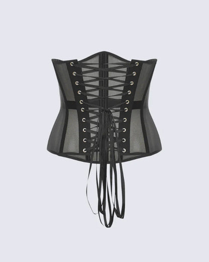 Sexy Mesh Lace-up Corset Without Bra