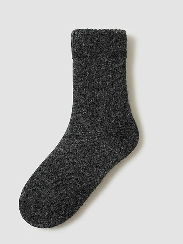 Crew Socks Thick Winter Warm Socks Home Office Work Solid Color Wool Spandex Nylon Basic Casual Classic Warm Casual 1 Pair for Women