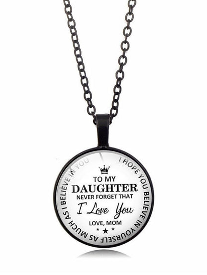 necklace Fashion Street Letter Necklaces & To my Daughter Pendant Round Glass Necklaces / Sweater Chain Necklace for Women