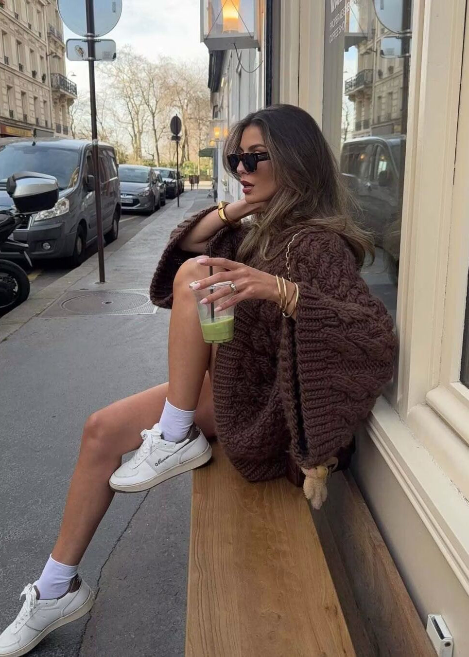 Celeste – Chunky Cable Knit Sweater in Chocolate Brown