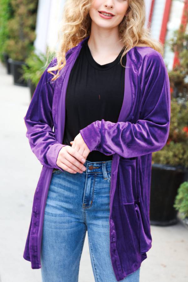 Rust Velvet Button Down Tunic Top