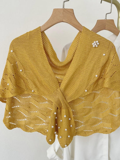 Casual Knitted Fake Collars for Hollow Out Blouse Tops Shoulder Wraps Shawls Detachable False Collar Windproof Shawl for Women