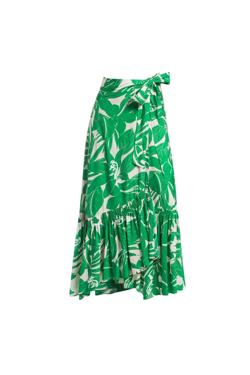 Green Halter Deep V One-Piece Swimsuit Set