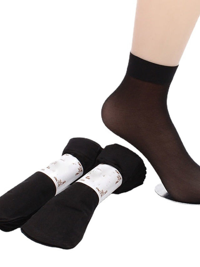 Daily 10 Pairs Anckle Socks Low Cut Socks Home Work Daily Solid Color Polyester Spandex Simple Casual for Women
