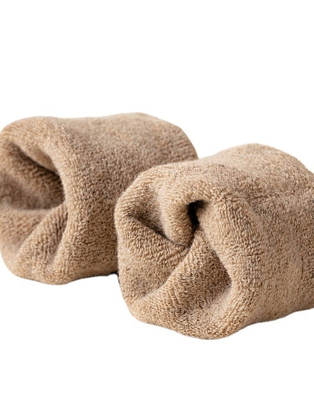 Knee High Socks Home Gift Daily Solid Color Retro Polyester Knit Business Formal Casual Warm Elastic 1 Pair for Women