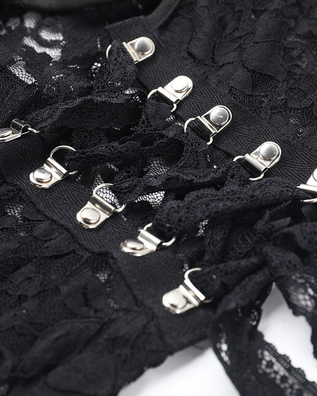 Slim Fit Lace Square Neck Tie Waist Skirt