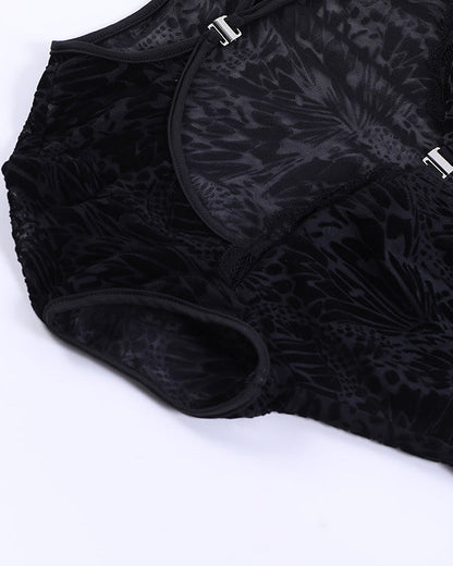 Slim Fit Velvet Lace Hollow Short Dress