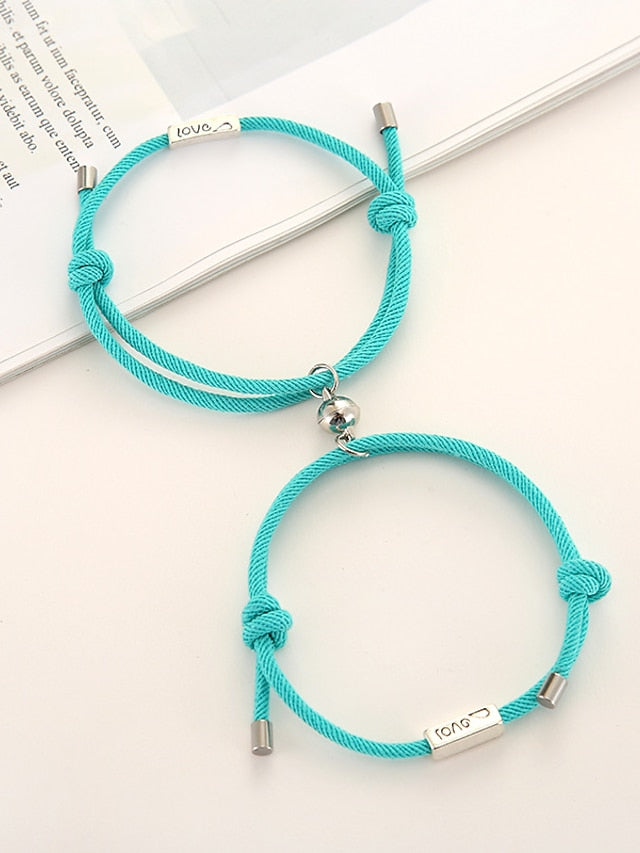 1 Pair Couple's Bracelet Magnetic Adjustable Romantic Series Love Simple Rope Bracelet Jewelry Milan For Gift for Women