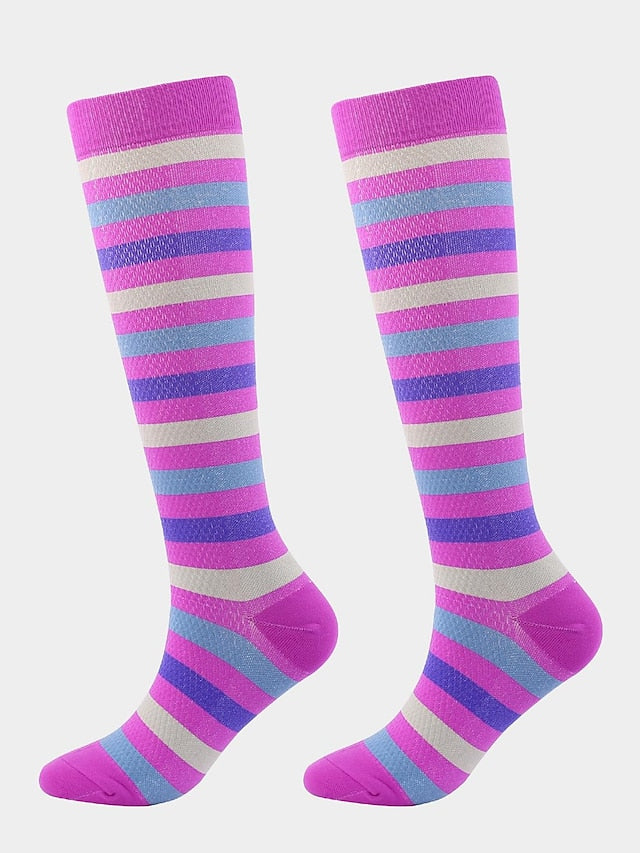 Men's Knee High Socks Training Outdoor Athleisure Stripes Polyester / Cotton Athletic Socks 1 Pair for Women