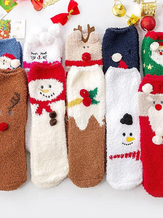Crew Socks Party Christmas Gift Multi Color Animal Patterned Polyester Spandex Casual Classic Warm Cute 1 Pair for Women