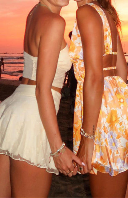 Giovanna Orange Floral Mini Dress