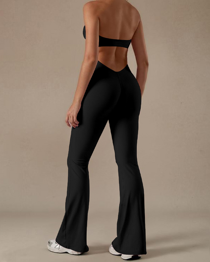 V-Neck Lace Yoga Jumpsuit