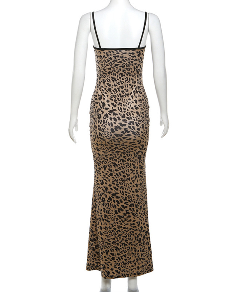 Leopard-Print Dress With A Bare Back