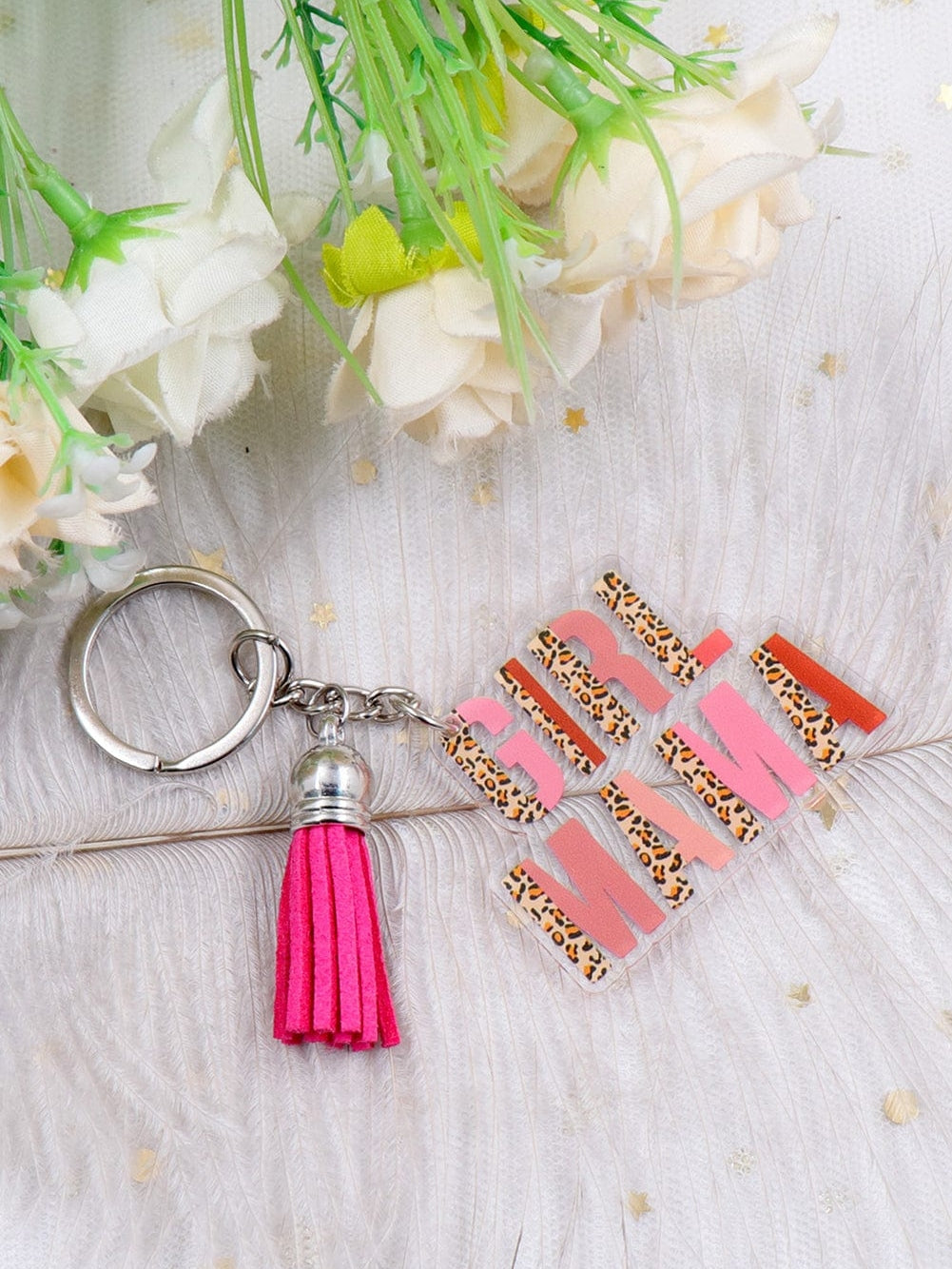 Girl Boss Strawberry Pink Tassel Keychain