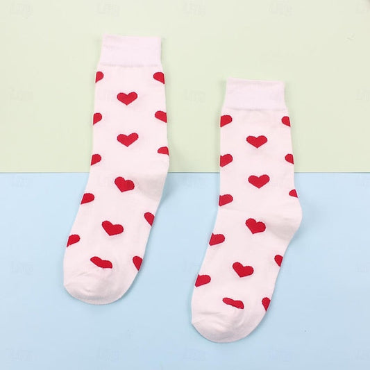 Women's Crew Socks Work Daily Holiday Heart Cotton Casual Vintage Retro Casual / Daily Sports 1 Pair