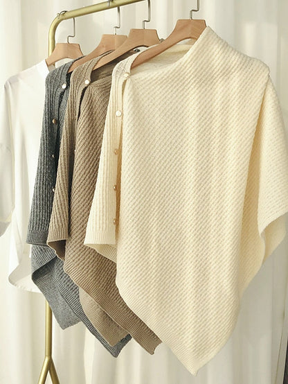 New Autumn Winter Women Ladies Thick Knitting Cape Coat Warm Poncho Oblique Stripe Coat Bohemian Shawl Scarf Solid Women Scarf for Women