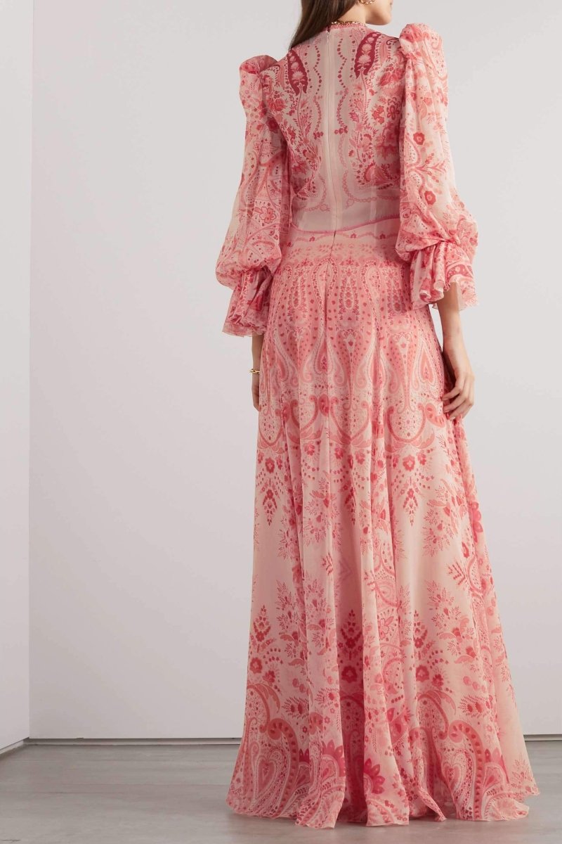 Gloria Paisley Printed Ruffled Maxi Dress