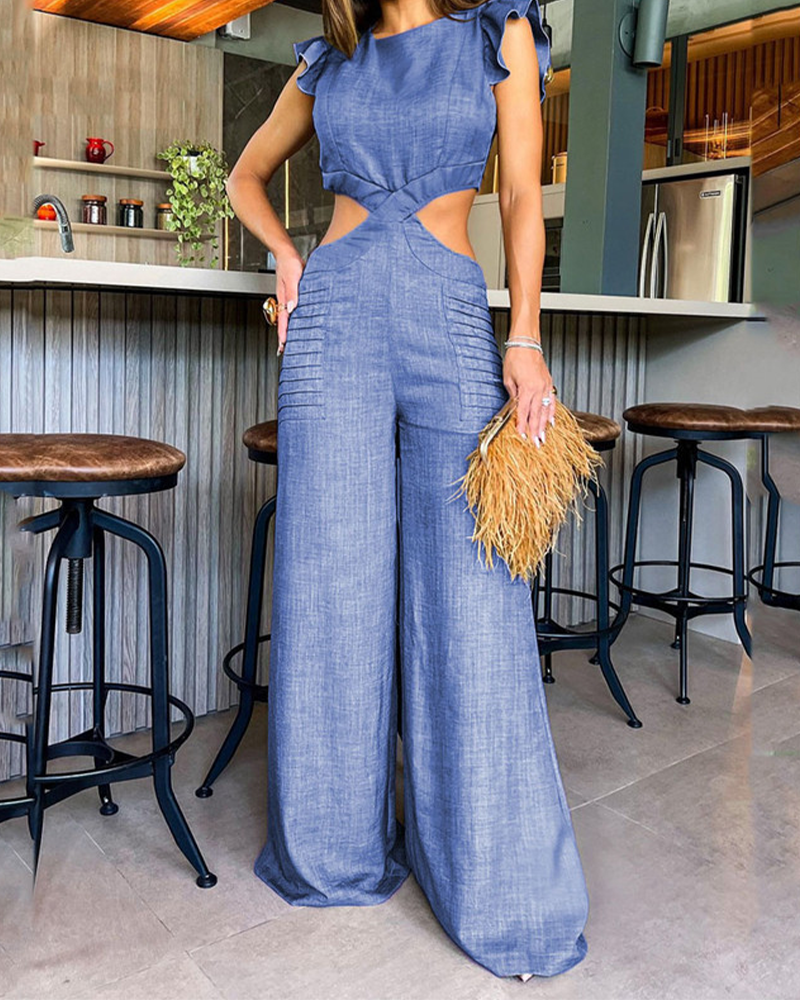 Loose-Fitting Ruffled Jumpsuit