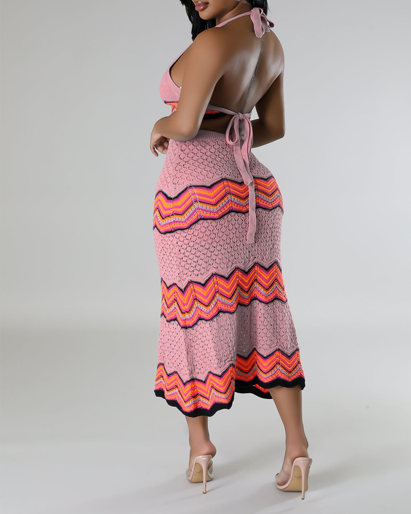 Knitted Stretch Casual Skirt Set