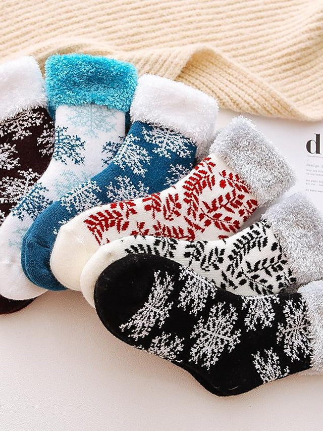 Crew Socks Thick Winter Warm Socks Home Christmas Work Polyester Spandex Nylon Basic Casual Warm Elastic Casual 1 Pair for Women