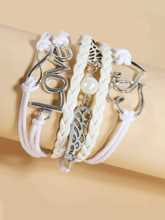 Heart Letter Layered Bracelet for Women