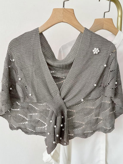 Casual Knitted Fake Collars for Hollow Out Blouse Tops Shoulder Wraps Shawls Detachable False Collar Windproof Shawl for Women