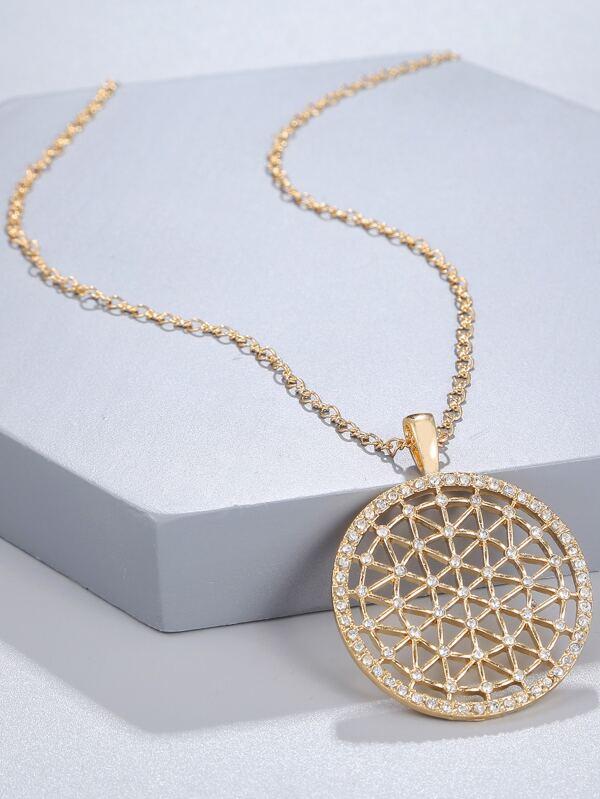 Hollow Out Round Charm Necklace for Women