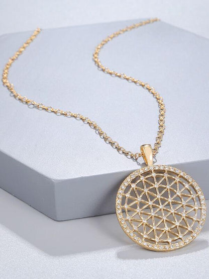 Hollow Out Round Charm Necklace for Women
