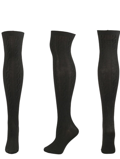 Knee High Socks Home Daily Solid Color Polyester Spandex Basic Classic Warm 1 Pair for Women