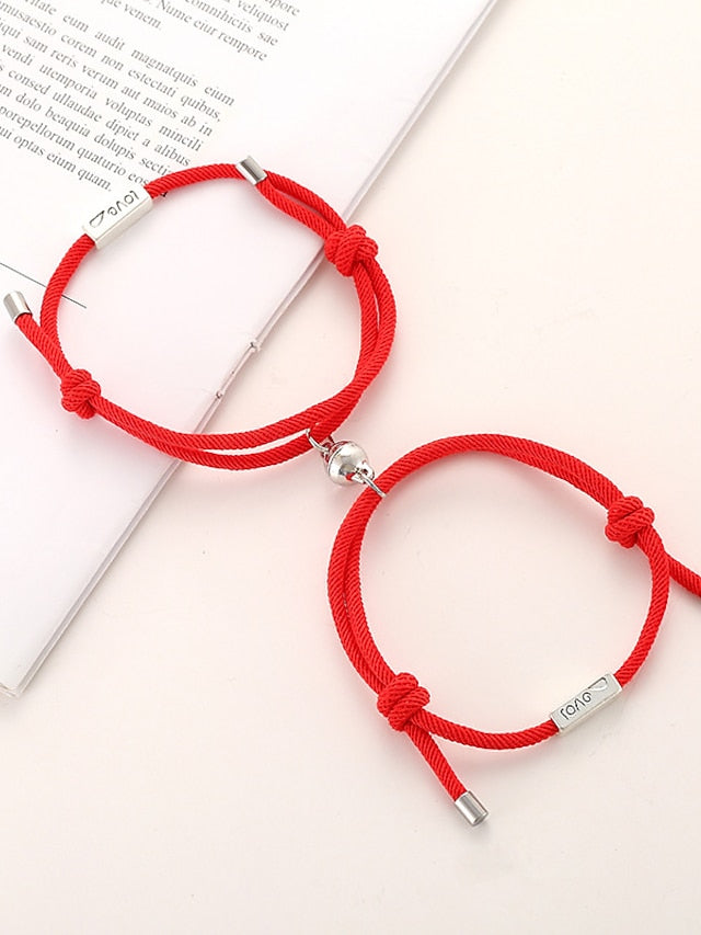 1 Pair Couple's Bracelet Magnetic Adjustable Romantic Series Love Simple Rope Bracelet Jewelry Milan For Gift for Women