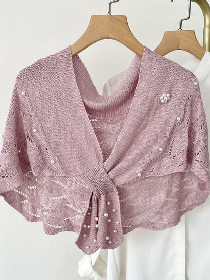 Casual Knitted Fake Collars for Hollow Out Blouse Tops Shoulder Wraps Shawls Detachable False Collar Windproof Shawl for Women