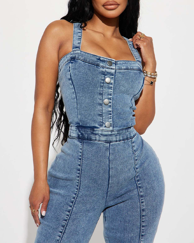 Denim Jumpsuit With Suspenders