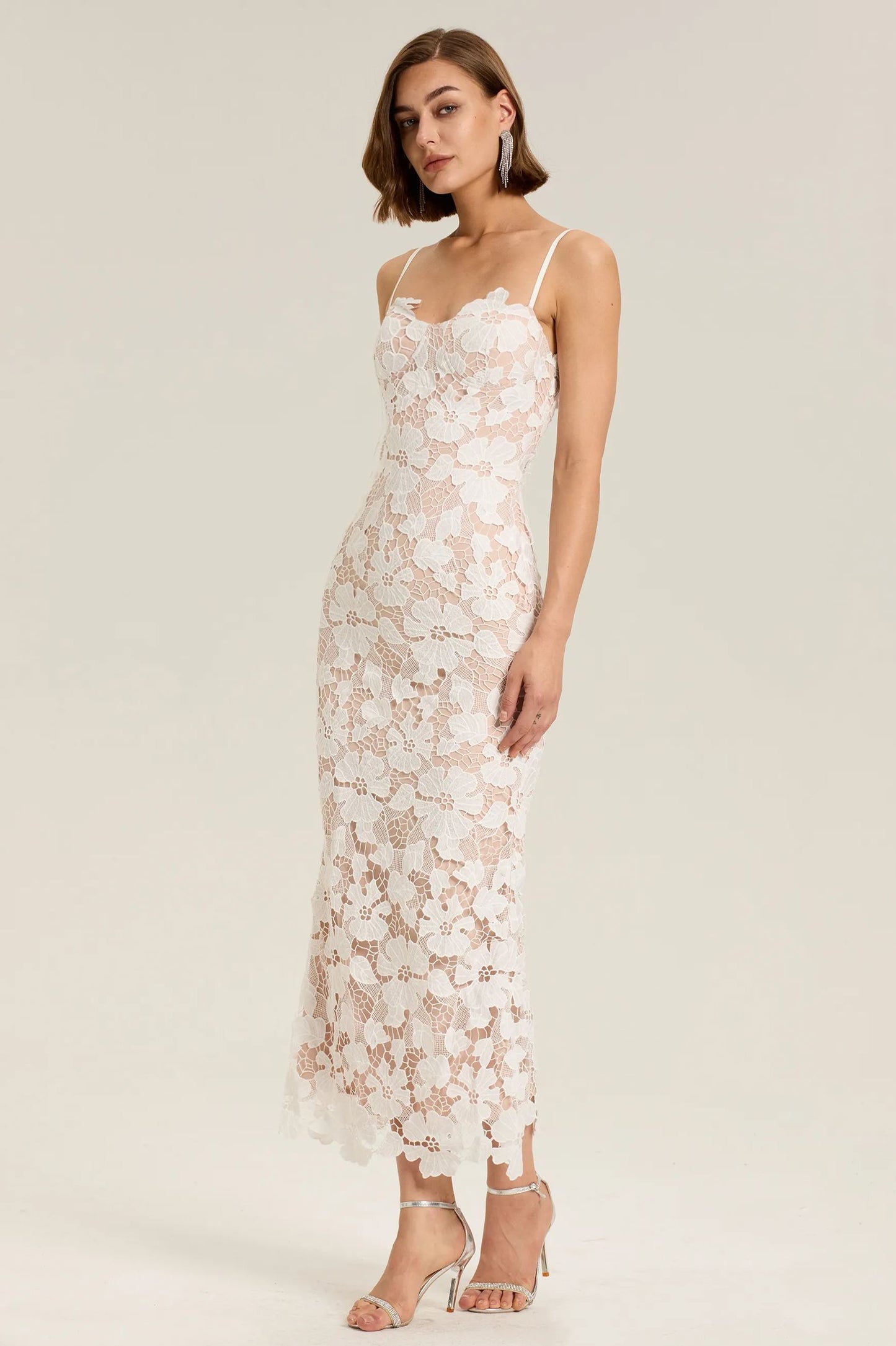 Amanda Floral Embroidered Lace Maxi Dress
