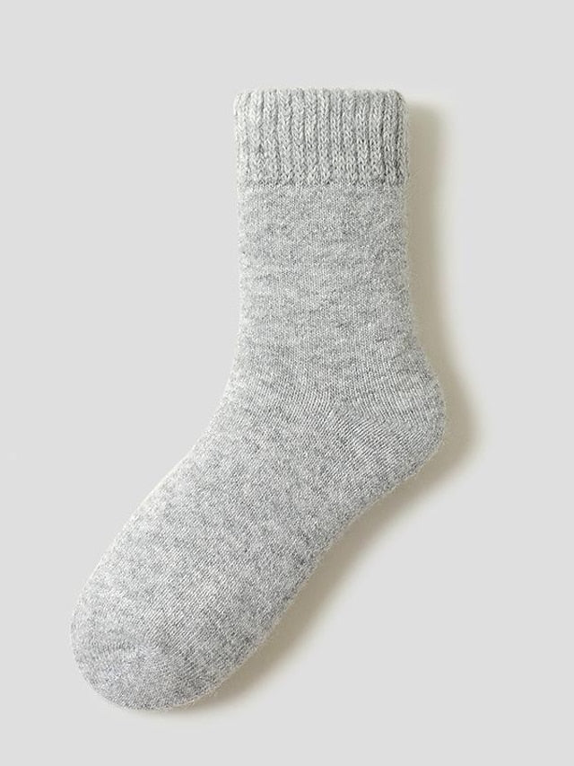 Crew Socks Thick Winter Warm Socks Home Office Work Solid Color Wool Spandex Nylon Basic Casual Classic Warm Casual 1 Pair for Women