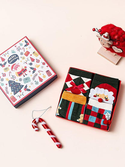 Crew Socks Party Christmas Gift Animal Spandex Cotton Basic Casual Classic Warm Cute 4 Pairs for Women