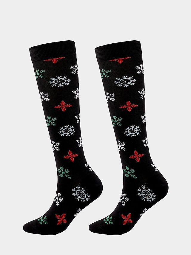 Unisex Knee High Socks Christmas Gift Cycling / Bike Multi Color Spandex Nylon Sporty Casual Classic Warm Cute Sports 1 Pair for Women