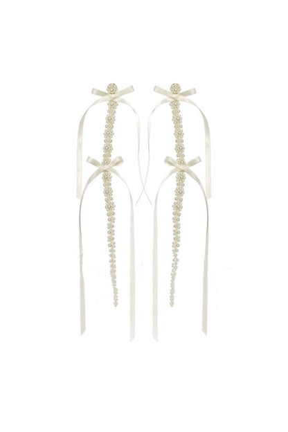 Faux Pearl Bow Earrings