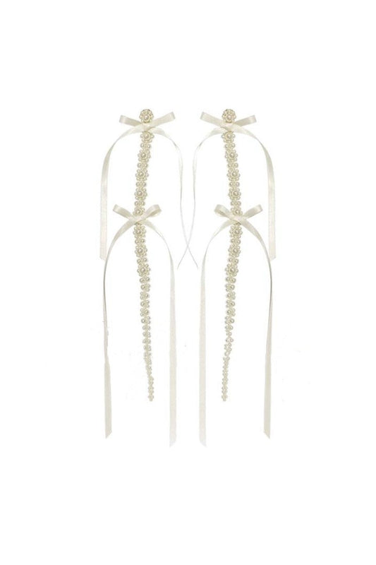 Faux Pearl Bow Earrings