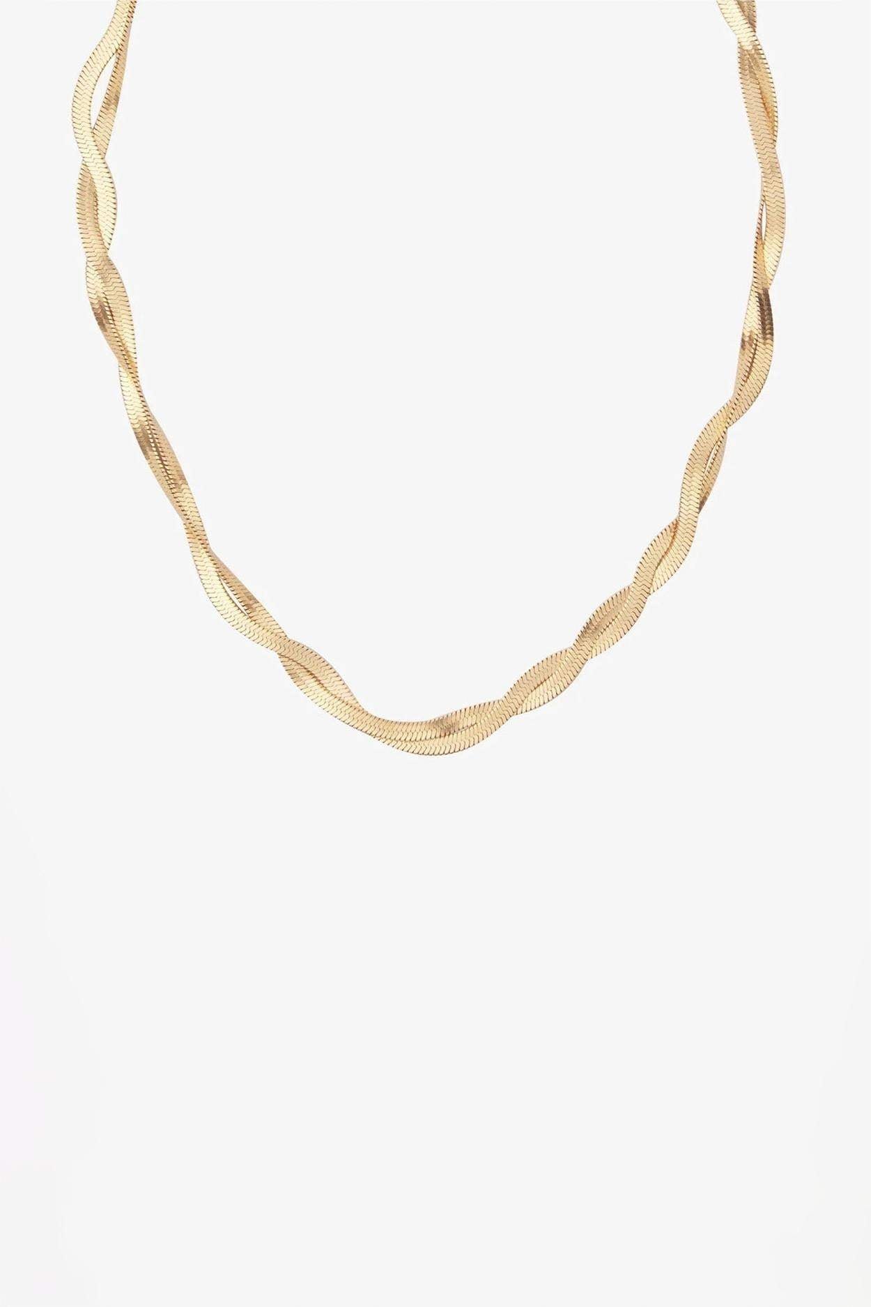 Gold Tone Two Strand Cross Necklace