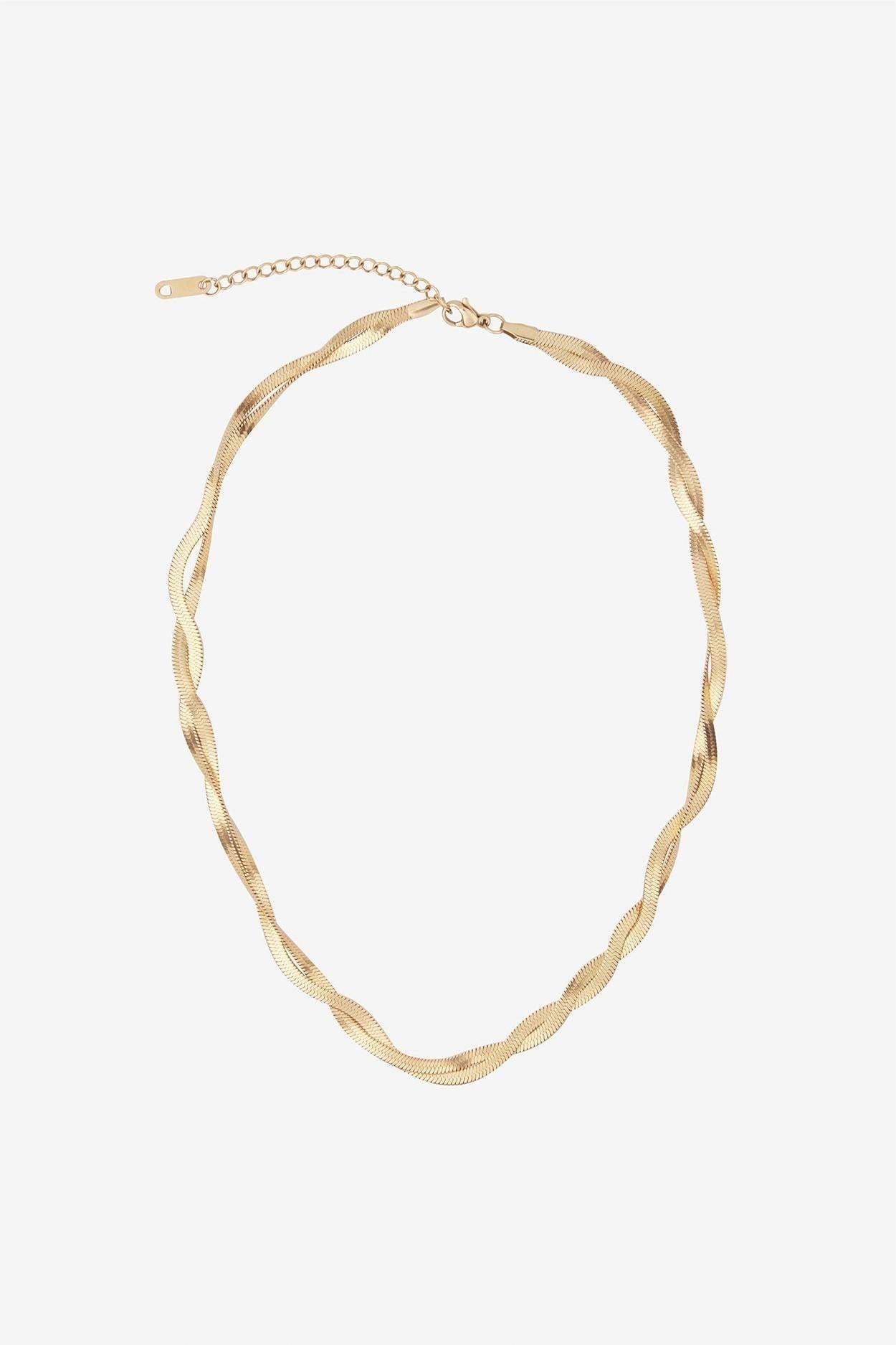 Gold Tone Two Strand Cross Necklace