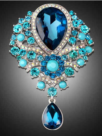 Brooches Pear Cut Solitaire Party Ladies Luxury Work Fashion Crystal Cubic Zirconia Rhinestone Brooch Jewelry Purple Blue Gold For Party Wedding Special Occasion Anniversary Birthday Gift for Women