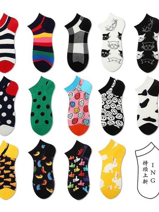 Anckle Socks Low Cut Socks Office Work Daily Animal Dot Spandex Nylon Cotton Basic Casual Classic 1 Pair for Women