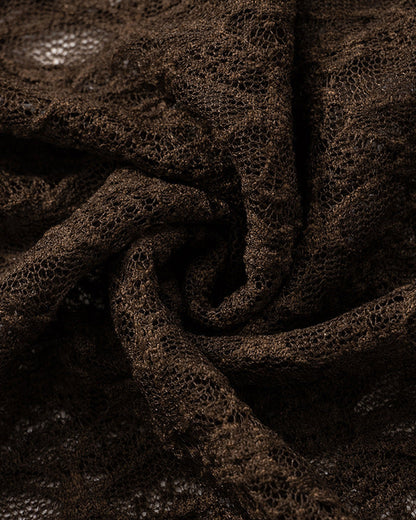 Solid Color Round Neck Lace Long Sleeve Top