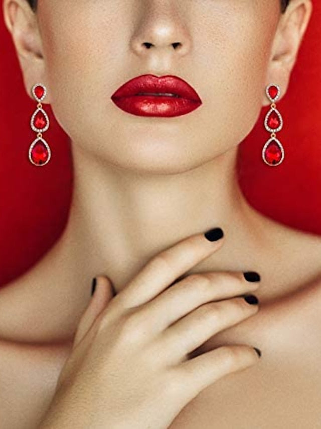 1 Pair Crystal Teardrop Pear Shape  Earrings For Party Evening Mother's Day Acrylic Rhinestone Alloy for Women