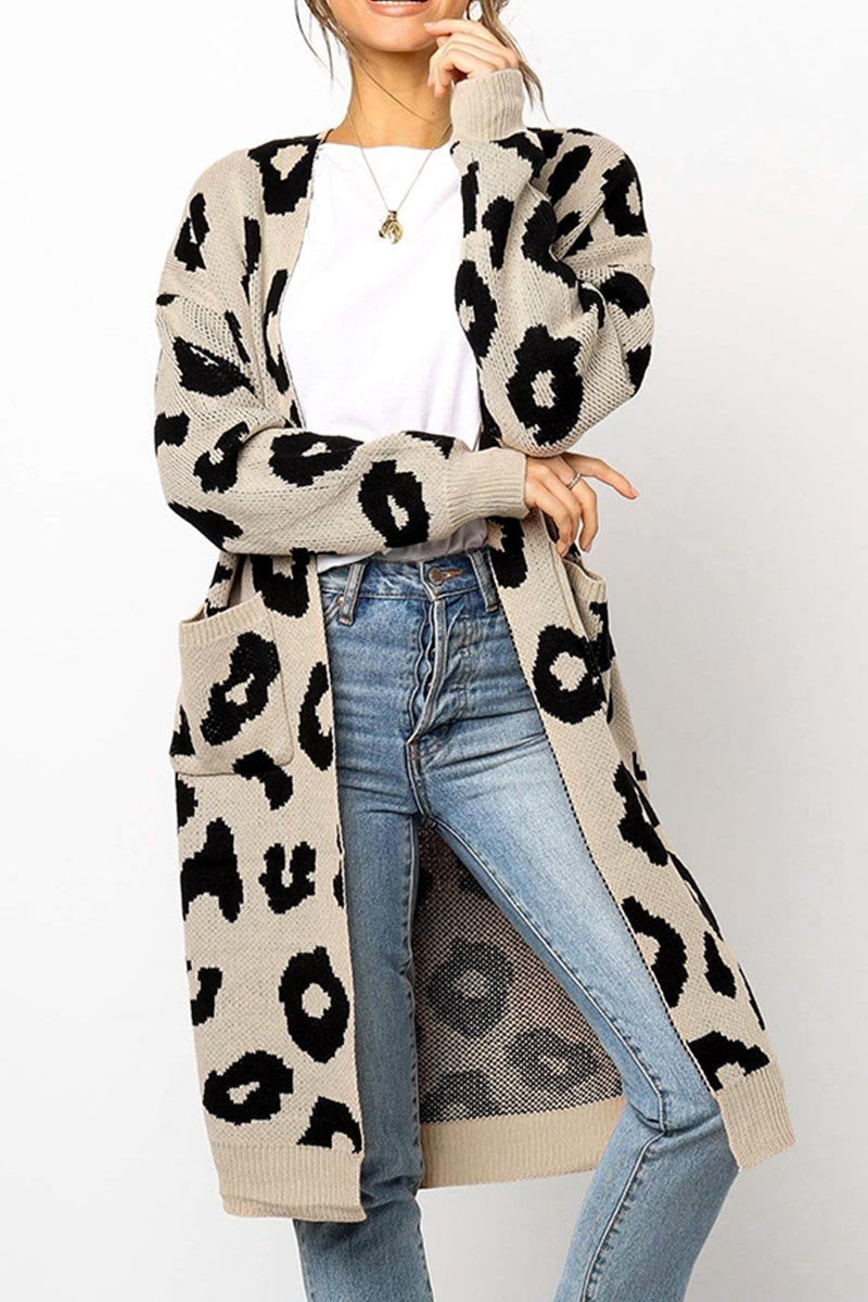 Leopard Print Sweet Comfy Cardigan Tops Sweater(3 Colors)