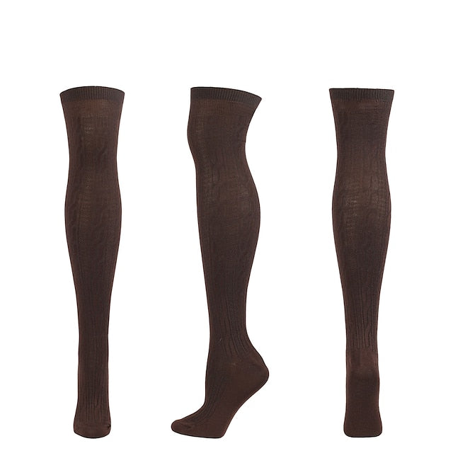 Women's Knee High Socks Home Daily Solid Color Polyester Spandex Basic Classic Warm 1 Pair