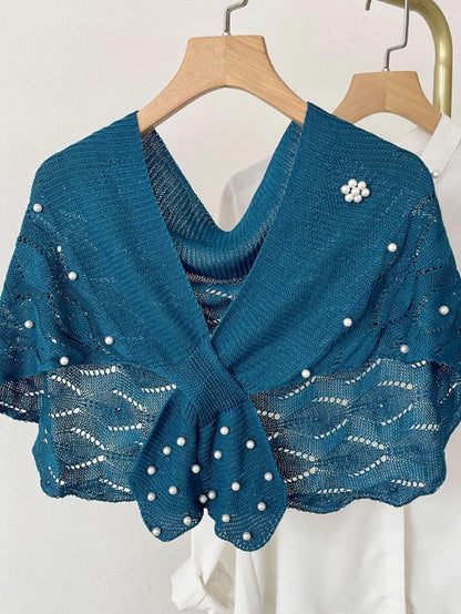 Casual Knitted Fake Collars for Hollow Out Blouse Tops Shoulder Wraps Shawls Detachable False Collar Windproof Shawl for Women