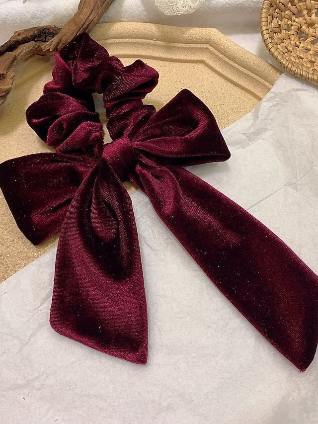 1 Pcs Hair Scrunchies Bowknot Velvet Elastics Hair Bands Scrunchy Hair Rope Ties Hair Bow Ponytail Holder Accessories for Women Girls for Women