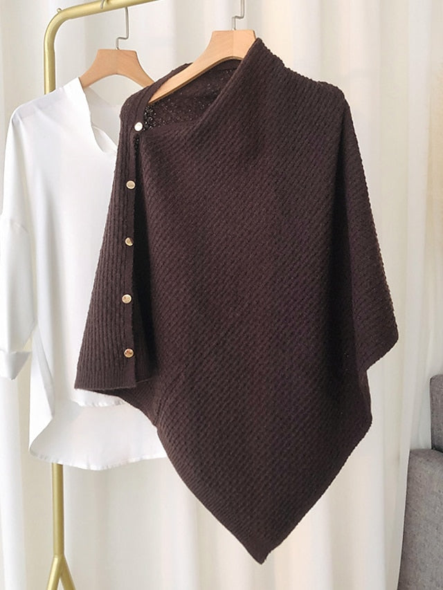 New Autumn Winter Women Ladies Thick Knitting Cape Coat Warm Poncho Oblique Stripe Coat Bohemian Shawl Scarf Solid Women Scarf for Women